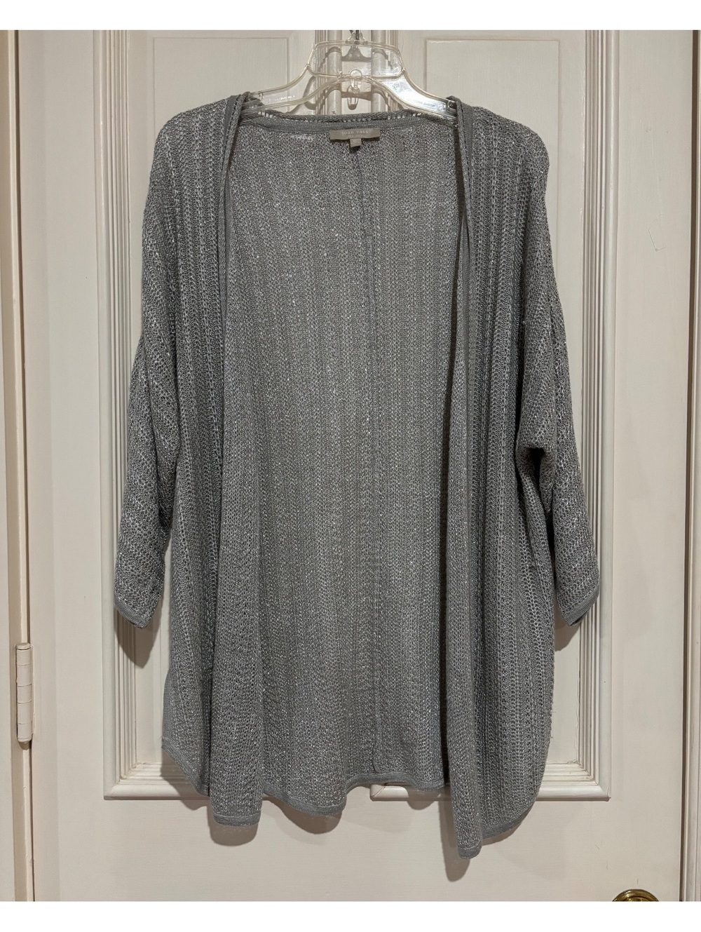 Joan Vass New York XL Silver Gray Open Front Cardigan Sweater